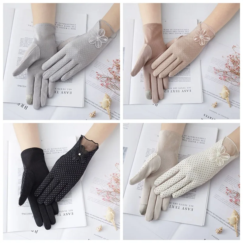 

Sexy Summer Women Uv Sunscreen Short Sun Female Gloves Fashion Lace Driving Of Thin Touch Screen Lady Gloves