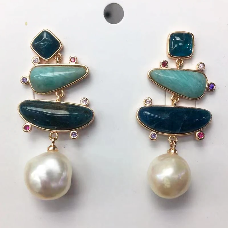 

AKAC Natural Baroque Pearl earrings send randomly length approx45mm
