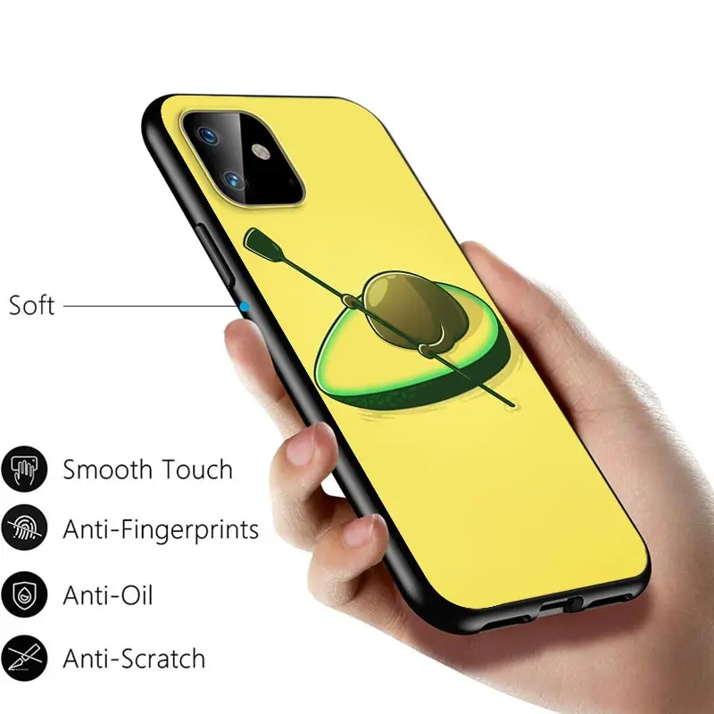

Cute Cartoon Avocado Food For Apple iPhone 12 11 Pro Max mini XS Max XR X 8 7 6 6S Plus 5S SE 2020 Soft Black Phone Case