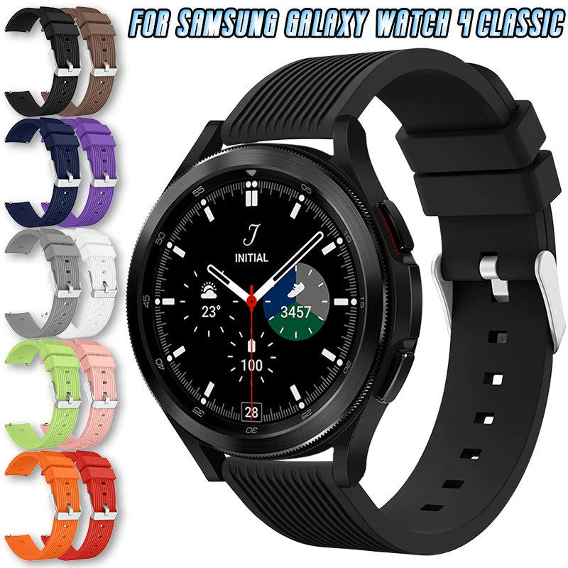 

20mm Silicone Strap For Samsung Galaxy Watch 4 Classic 42mm / 46mm Smartwatch Replacement Stripes Surface Bracelet Accessories