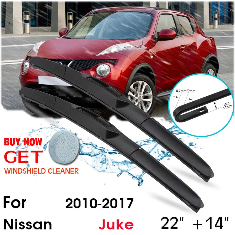 

Car Wiper Blade Front Window Windshield Rubber Silicon Refill Wipers For Nissan Juke 2010-2017 LHD / RHD 22"+14" Car Accessories