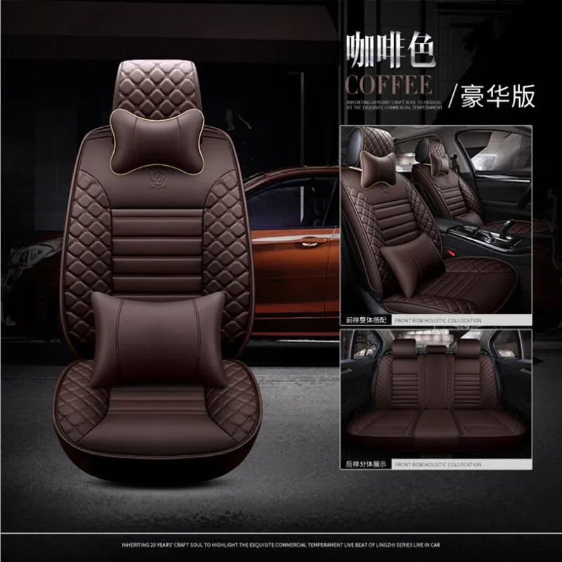 Deluxe Edition Передние+ задние) кожаные и льняные авточехлы для Toyota camry 40 50 2007 2008 2009 2012 fortuner highlander Hilux - Название цвета: Deluxe Edition