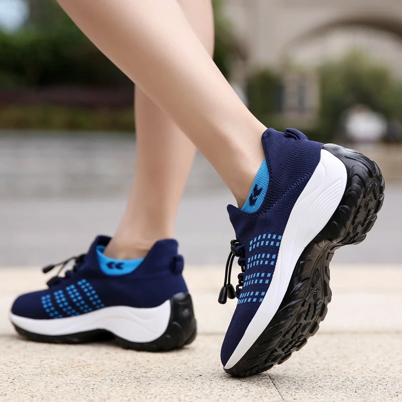 

2021 Autumn Women Flat Platform Sneakers for Women Breathable Mesh Sneakers Shoes Spring Ladies Laces for Sock Sneakers