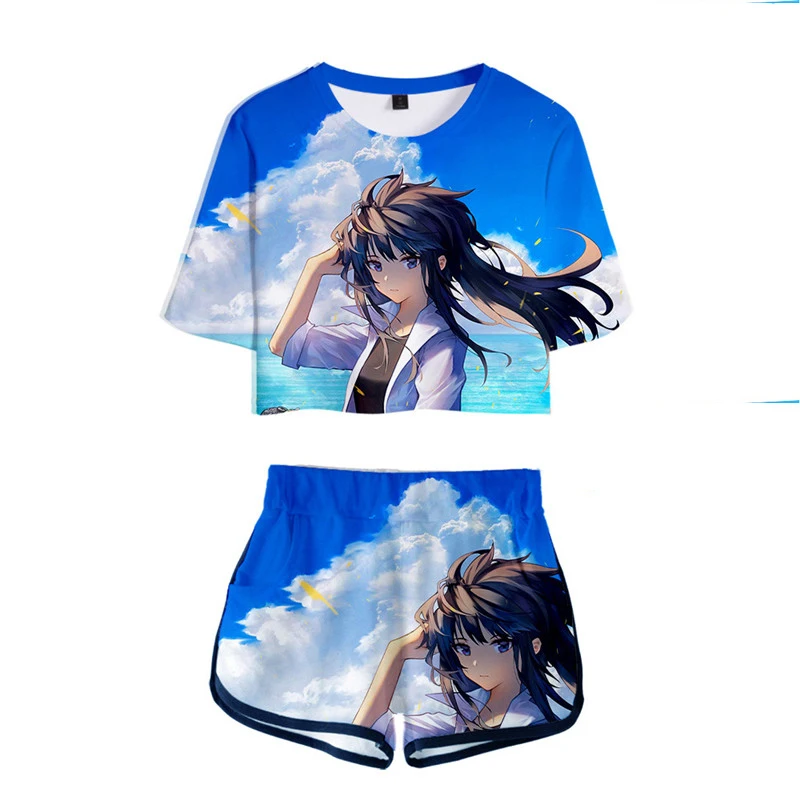 

2021 My Youth Romantic Comedy Is Wrong As I Expected Short sleeve Shirt Sport Suit Girls Tees Shorts T shirt Running Sets Women