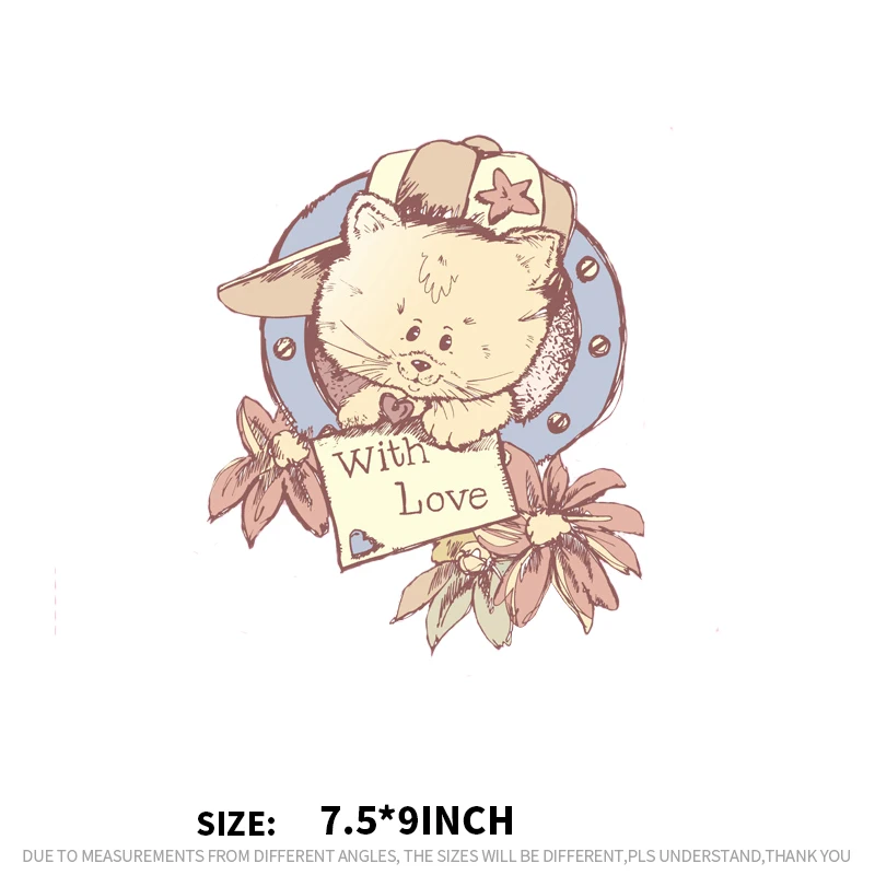 Симпатичные нашивки с надписью Love Cat тепловые для детей бытовые приклеиванием