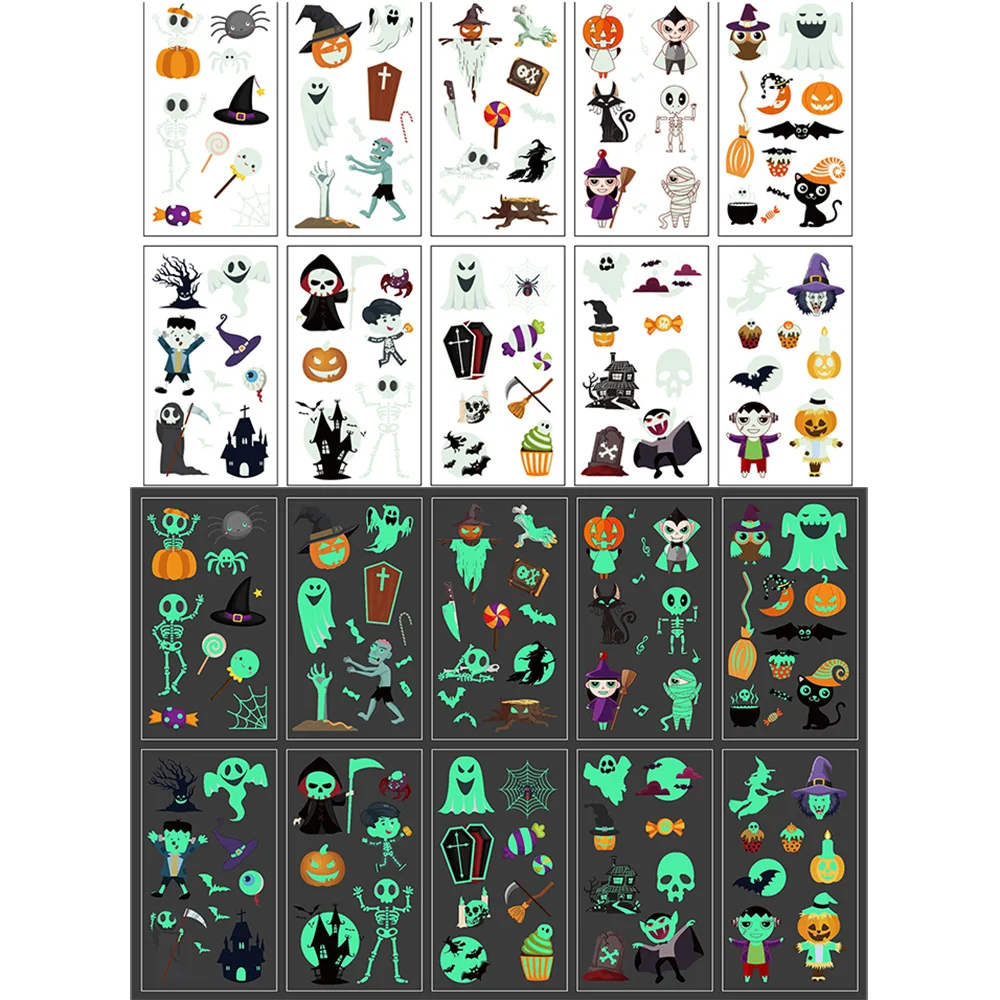 10 шт./компл. наклейки для временных татуировок детей блеск тату Водонепроницаемый Хэллоуин одежда сна из