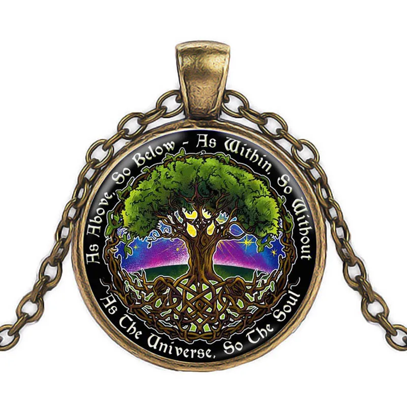 Ожерелье из абстрактного стекла с кабошоном Древо жизни подарки для друзей семьи