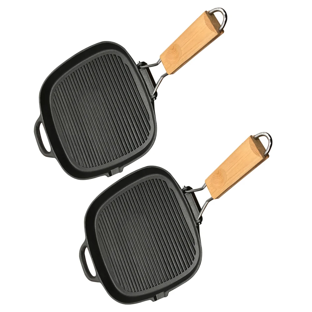 

2pcs Frying Pans Household Non-stick Iron Frying Pans for Cooking (Black)