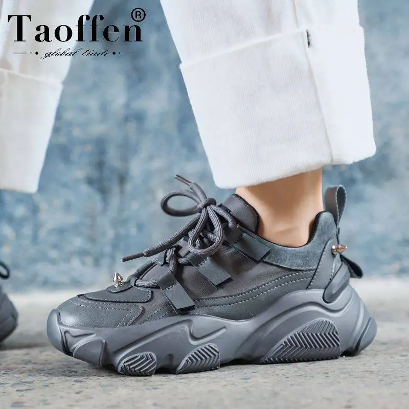 Taoffen/женские кроссовки из натуральной кожи брендовая Осенняя удобная обувь