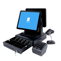 full set of dual screen point of sale supermarket pos system pos terminal all in one machine cash register