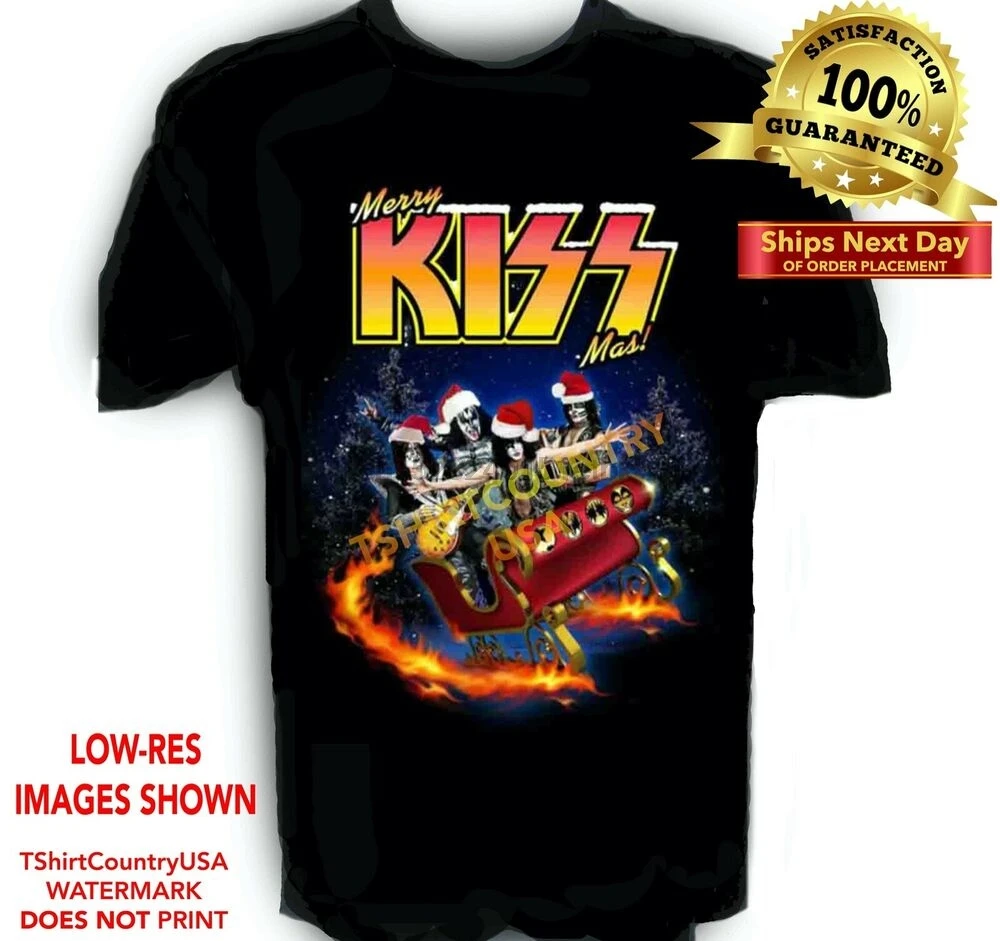 Футболка KISS Band с надписью Merry KissMas размеры S-6X высокие |