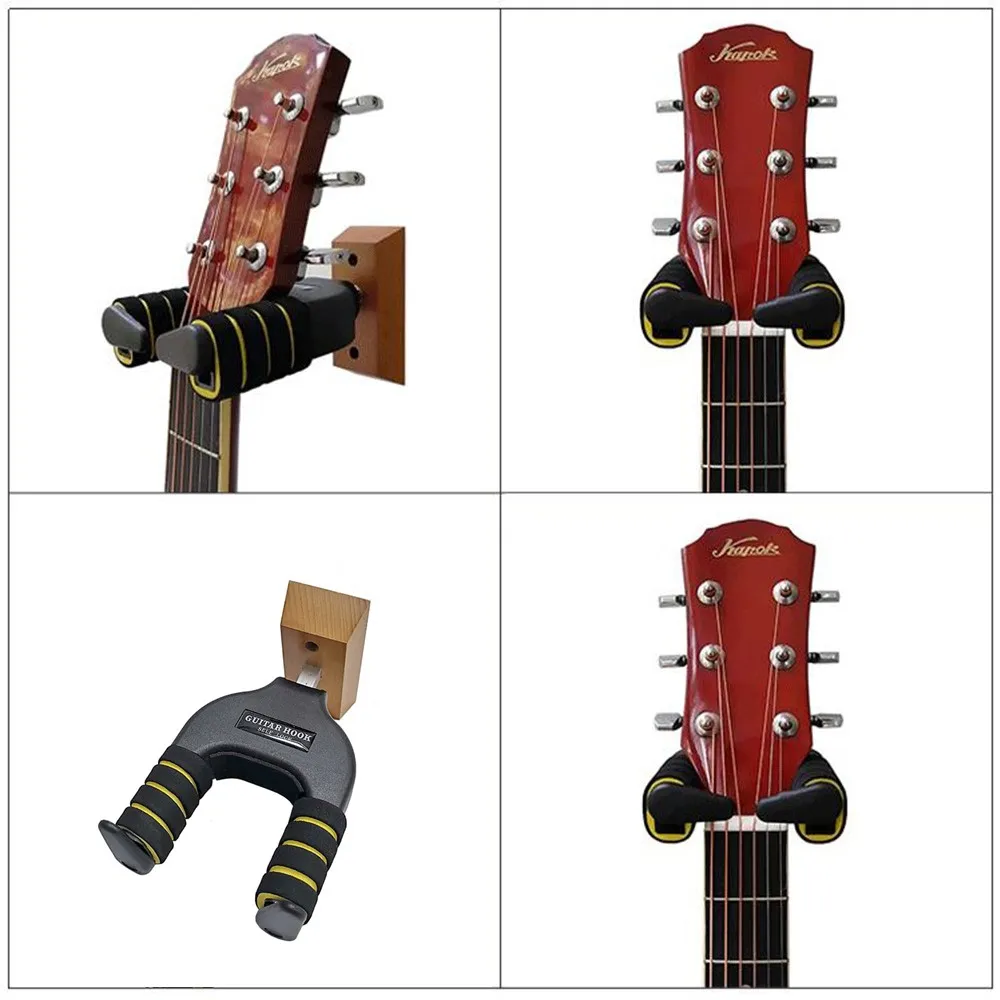 

Bass Guitar Hanger Wall Mount Stand Hook Holder Auto Grip System Wooden Base Unique Auto-swivel Design Guitar Part Accessories