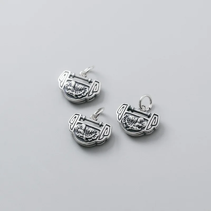 MEETSOFT Retro 925 Sterling Silver longevity lock Charms of DIY Handmade Jewelry Necklace Deocration Bracelet Accessories | Украшения и