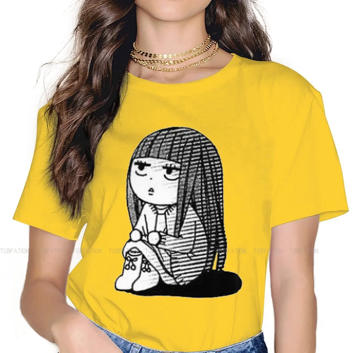 

Copie De Sawako Black 4XL TShirts Kimi Ni Todoke Japanese Campus Love Anime Girl Harajuku Fabric T Shirt Round Neck Oversized