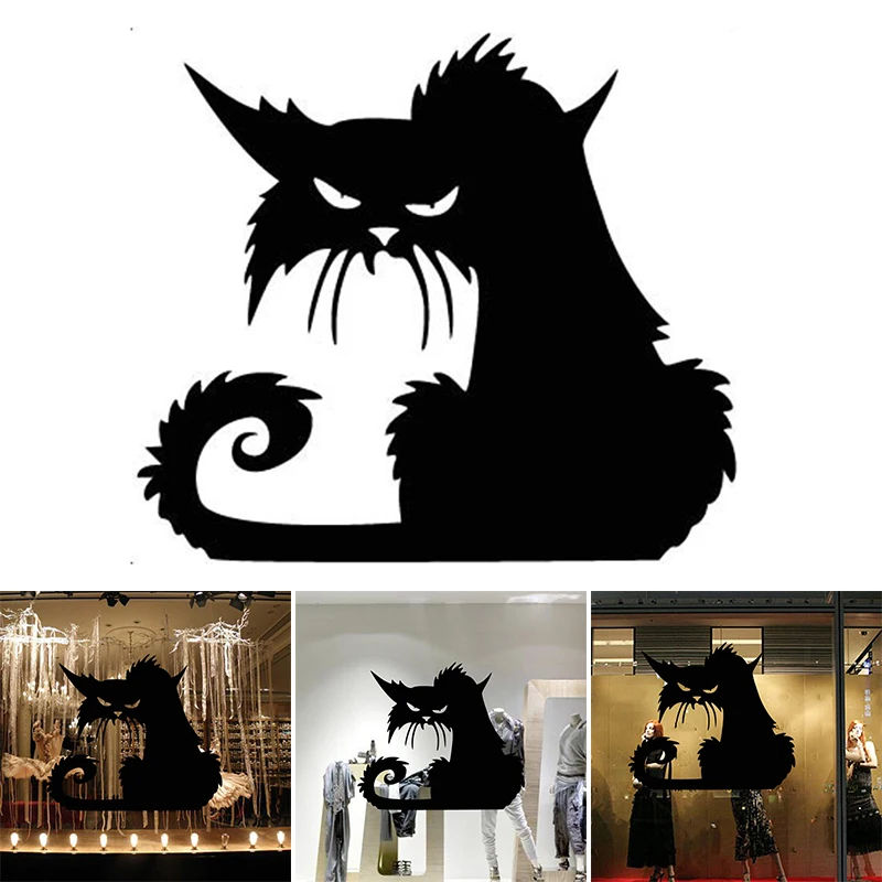 

Angry Cat Decoration Pvc Self-adhesive Sticker Window Decor Wall Art Waterproof Sticker Window Decor Stickers Self-adhesive