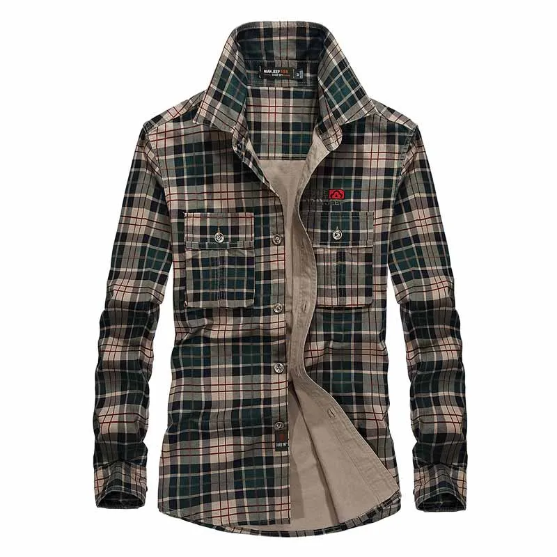 

KiOVNO Men Spring Plaid Shirts Breathable Cotton Shirts Coats For Male Clothing Size M-4XL
