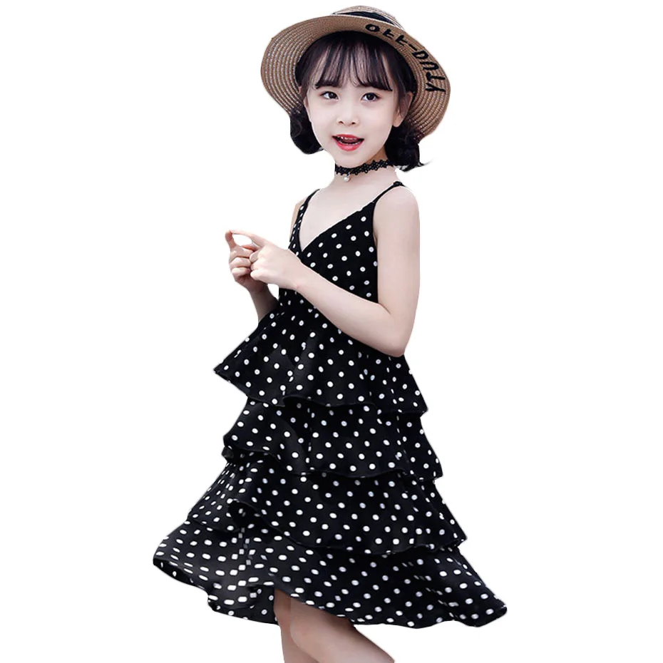 Платье для девочек пляжное платье в горошек без рукавов Повседневные Вечерние