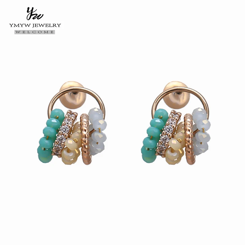 YMYW трендовые Роскошные серьги гвоздики со стразами и кристаллами медные