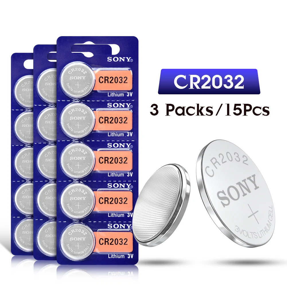 15 шт. для SONY CR2032 DL2032 ECR2032 BR2032 2032 CR 2032 3 В литиевая Кнопочная батарея для монет, долговечная батарея для часов
