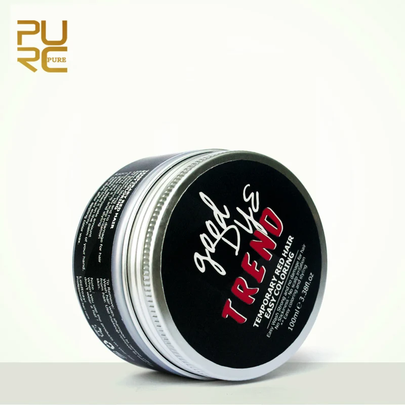 

PURC Instant Hair Colour Pomades Waxes Rose Red Color Wax Hair Color Wax Mud Disposable Modeling Dye Cream Washable 100ml