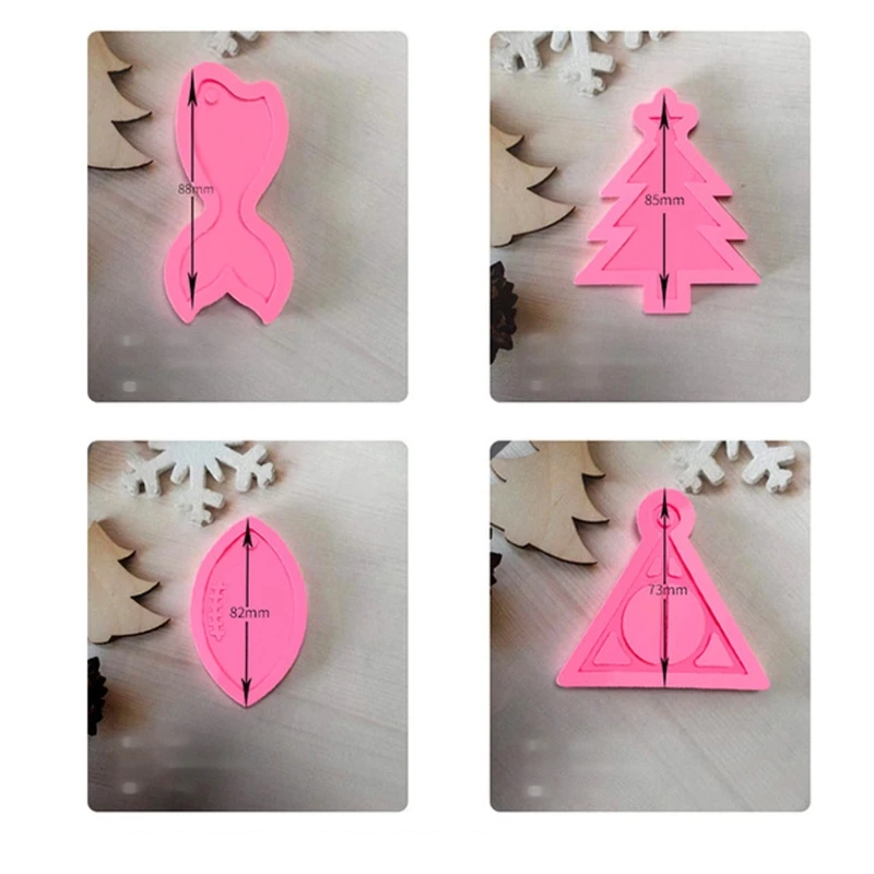 

4Pcs DIY Silicone Coffee Cup Pendant Resin Mold Tree Fish Tail Keychain Resin Casting Molds Kit Resin Art Crafting Tools