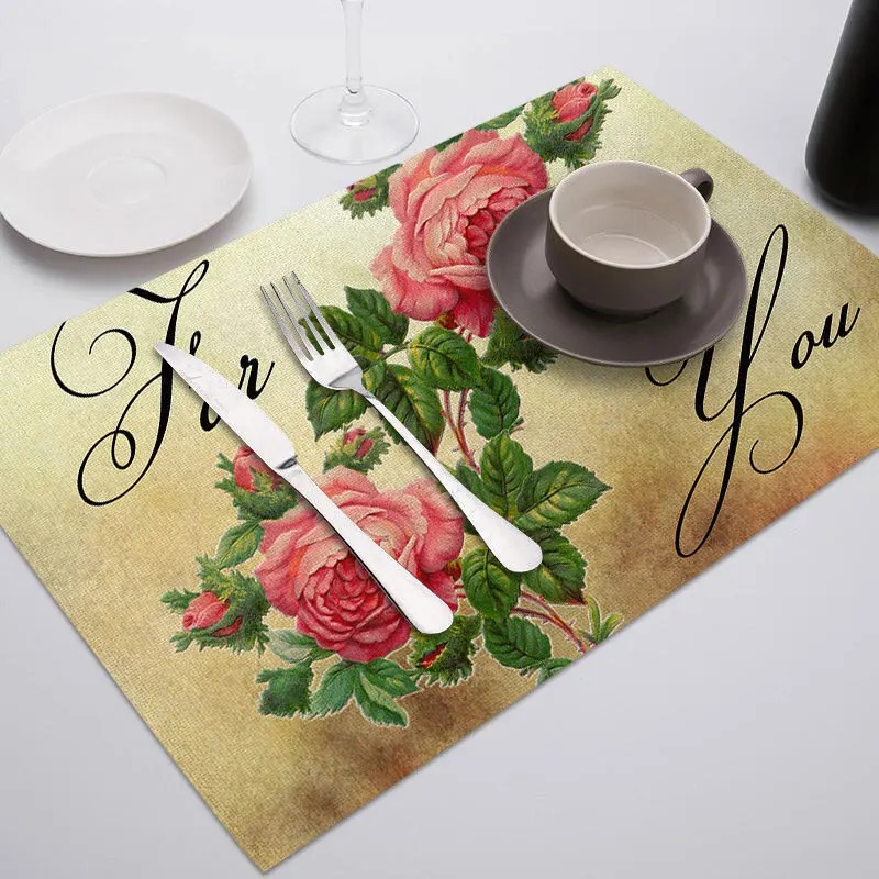 PC2000 Fuwatacchi Coffee Place Mat Linen Ramadan Dining Table Placemat Tableware Fiber Pad Coaster Eid Party Supplies Table Placemats - Цвет: PC2000