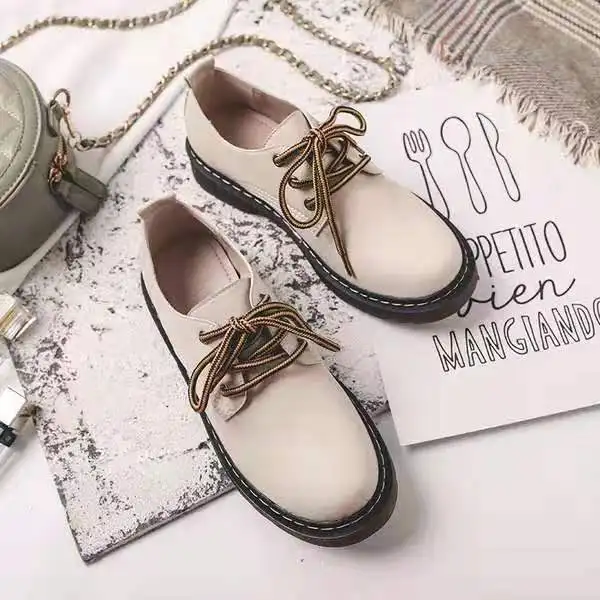 2021 весенние туфли на толстой подошве толстом каблуке женские оксфорды шнуровке в стиле ретро для колледжа