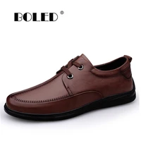 comfort genuine leather men shoes outdoor lace up casual shoes flats soft quality anti slip resistent walking shoes men