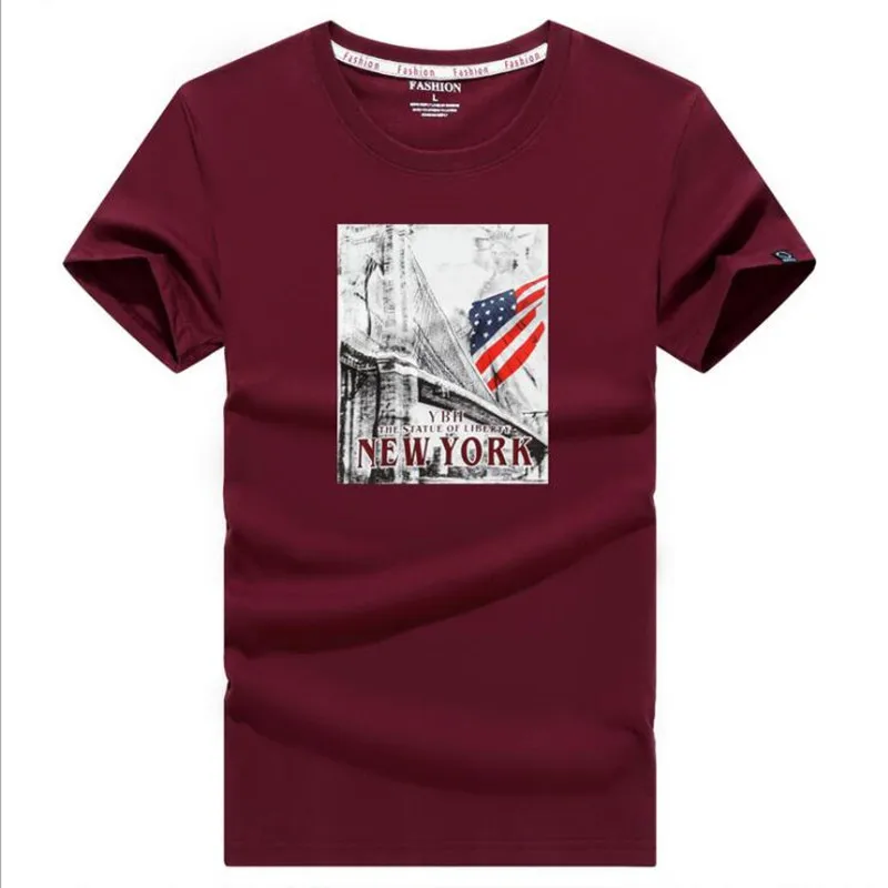 

New Arrival Summer High Quality 100% Cotton Short Sleeve T-Shirts Men's Fashion American Flag Print Brand O-Neck Tops Tees Male