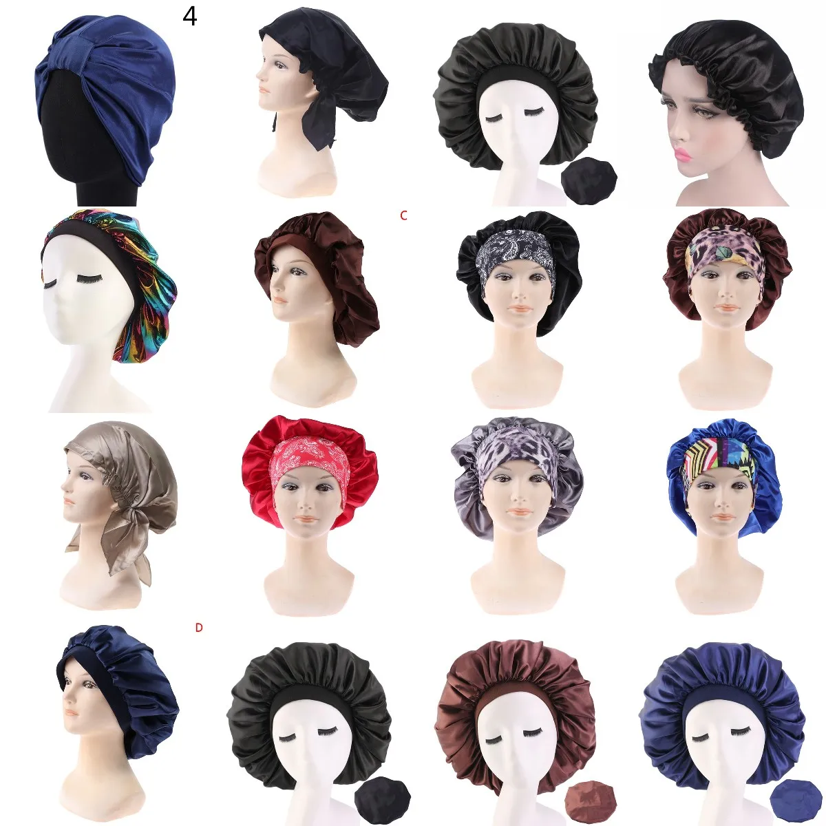 

New Fashion Luxury Wide Band Women Chemo Cap Beauty Salon Cap Night Sleep Cap Head Cover Satin Bonnet Hat