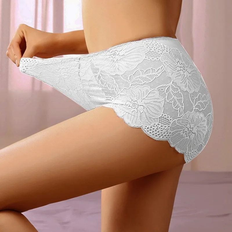 

Women Sexy Lace Lingerie Temptation Low-waist Panties Embroidery Thong Transparent Hollow Out Underwear Female Briefs Ladies New