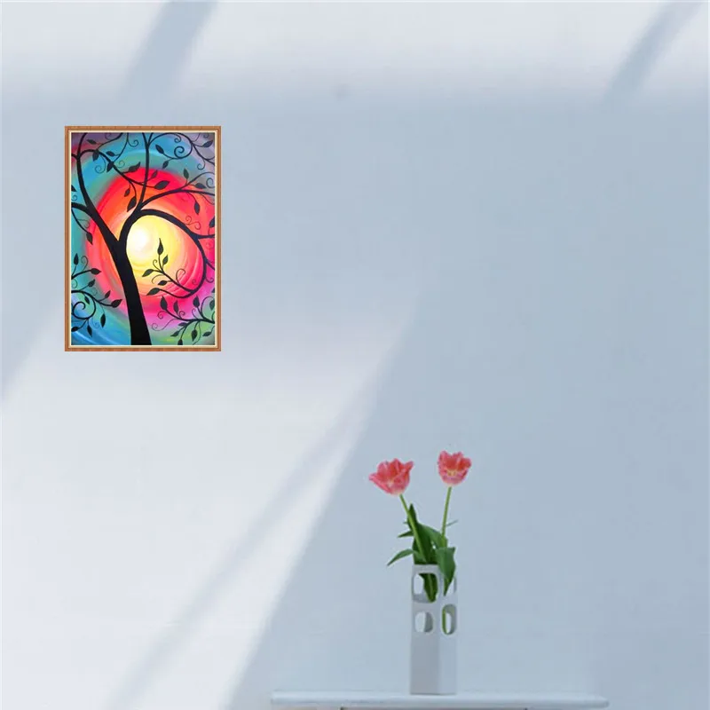 5D Сделай Сам Алмазная искусство цвета с рисунком дерева вышивка крестиком