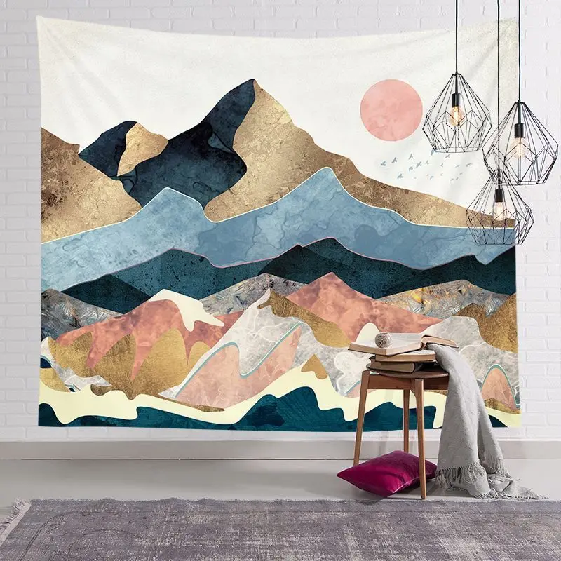 

Background Cloth Ins Sunrise Hanging Cloth Room Bedroom Dormitory Layout Decoration Tapestry Bedside Wall Live Cloth