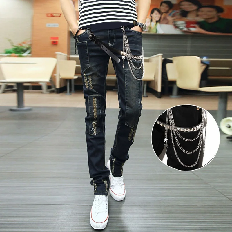 Весна осень повседневные джинсы мужские брендовая одежда облегающие брюки