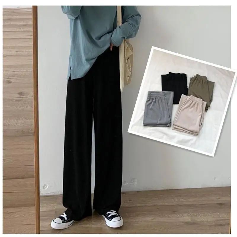 

Модные женские весенние удобные драпированные брюки из ледяного шелка с широкими штанинами, повседневные брюки, женские брюки, одежда боль...