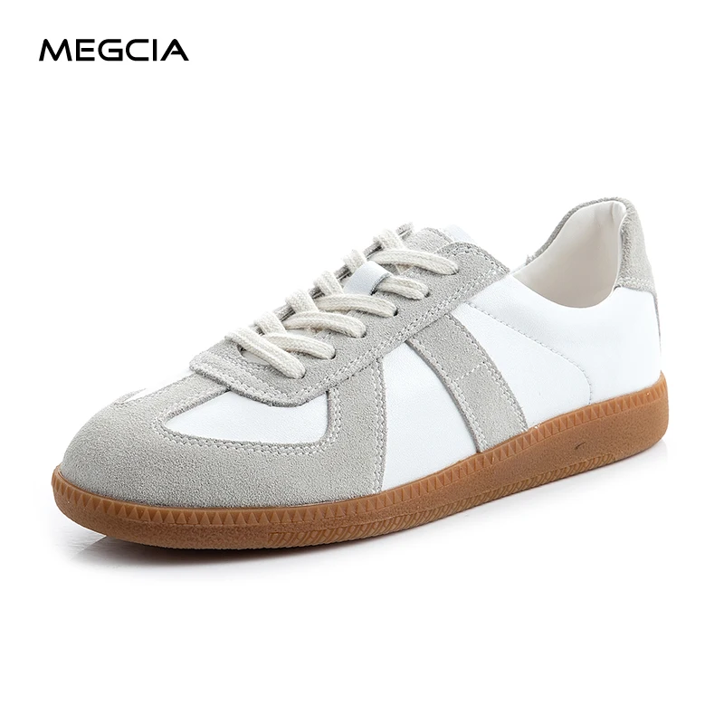 

MEGCIA Women's Fashion Sneakers Flat Shoes Genuine Leather Casual Shoes Spring Summer 2021 Patchwork Mixed Colors Loafers Y12M