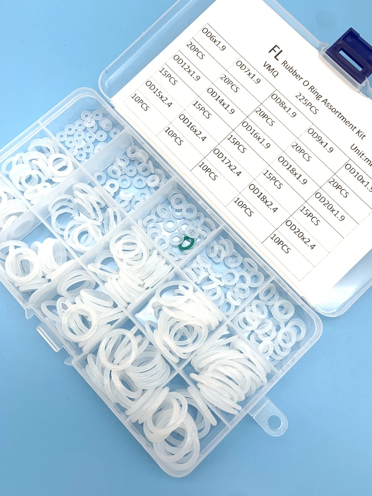 225 шт . белая уплотнительная кольцевая прокладка VMQ силиконовые уплотнительные