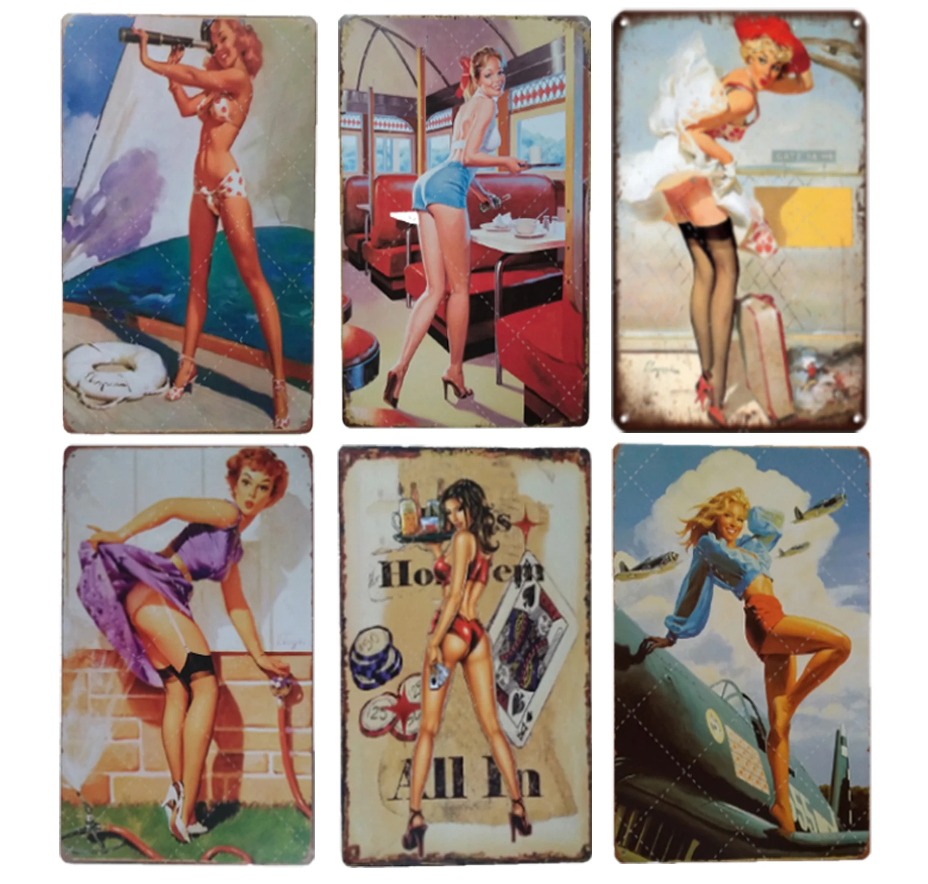 Металлический постер 1 шт. Эротичная девушка жестяной знак винтажный Ретро Декор