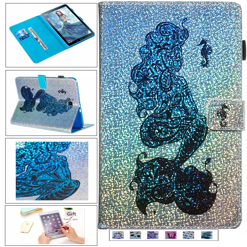 Блестящий Алмазный Кожаный чехол с единорогом для планшета Samsung Tab A A6 10 1 񟭐 T580