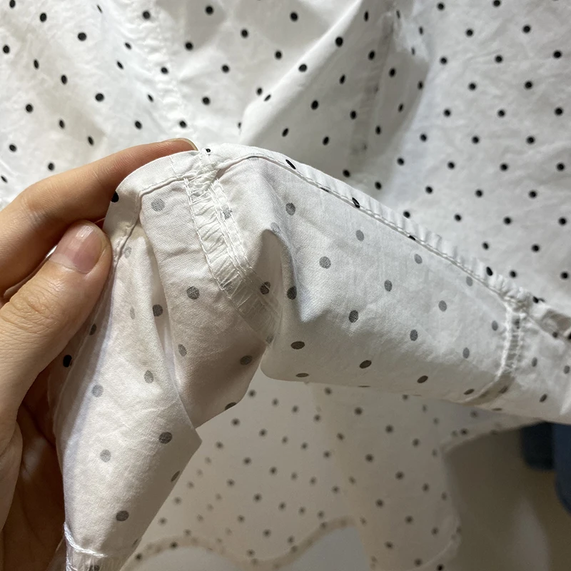 

Women Trendy Dots and Stripes Square Collar Puff Sleeve Shirts Summer Korean Fashion Personality Women's Loose Tops and Blouses