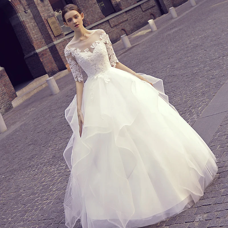 

Main Light Wedding Dress 2020 New Mori Super Fairy Dream Tailed Bridal Long Sleeve Slim And Simple Going Out Dress