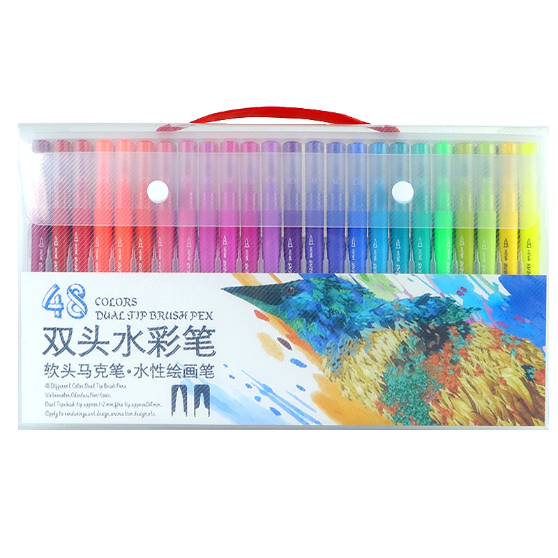 48 colors Маркеры для рисования кисти и карандаши для рисования акварелью с двумя кончиками кисть маркер ручка для окрашивания стационарные товары для рукоделия - Цвет: 48 colors