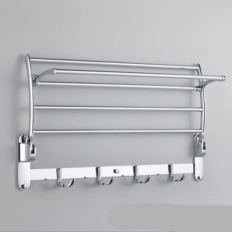 Складная вешалка для полотенец из нержавеющей стали двойная с крючком подвесная