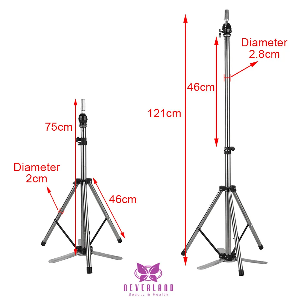 

Long Adjustable Mannequin Wig Stand Tripod Stand for Wig Display Making, Stainless Steel with Pedals Hairdressing Head Holder
