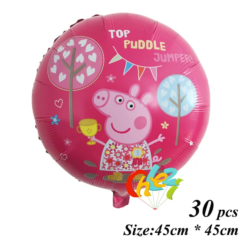 Round 7 30 шт PEPPAPIG воздушные шары Джордж мальчик девочка день рождения украшение для дома PEPPAPIG Воздушный баллон гелия Рождество детский душ - Цвет: Round 7