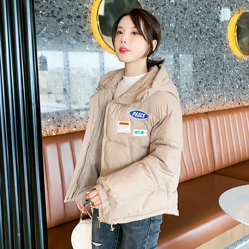 

Down Coat Cotton Jacket Coat 's 2021 Korean Style Fashion Winter Stand-up Collar Cotton Women Candy Color
