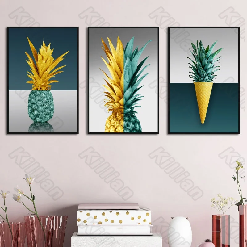 

Cool Colors Frameless Poster Home Bedroom Decorative Living Room Pineapple Canvas Painting Hd Print Poster Modern Type Fresco