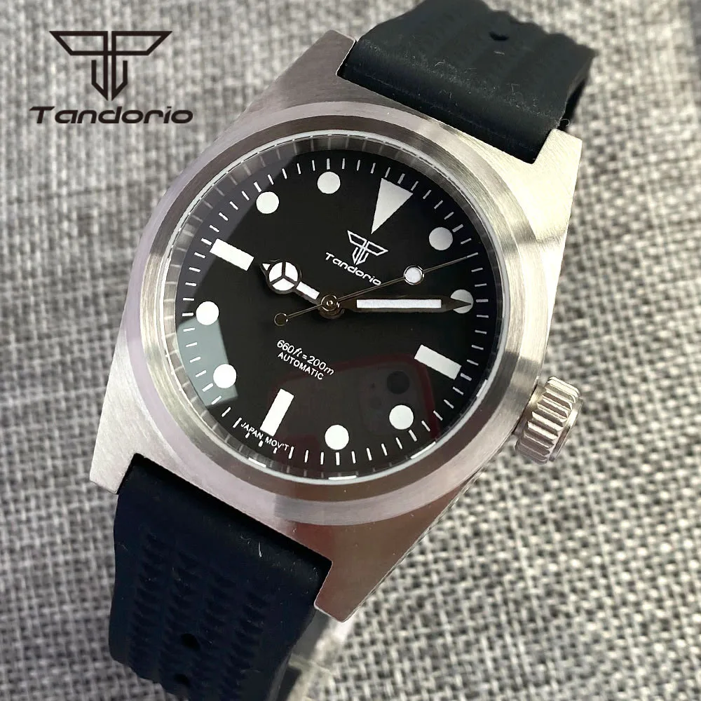 Скидка Автоматический мужской кожаный/резиновый ремешок тандорио PT5000 NH35A 38 мм 20 бар