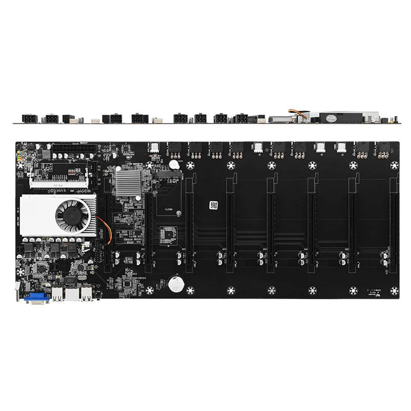 Preise EIN Set Bergbau Motherboard BTC-T37 8 GPU Chassis Mit DDR3 4GB 1600MHz 64GB MSATA Power Kabel * 8 Pcs Und ATX Power 1850W Chassis