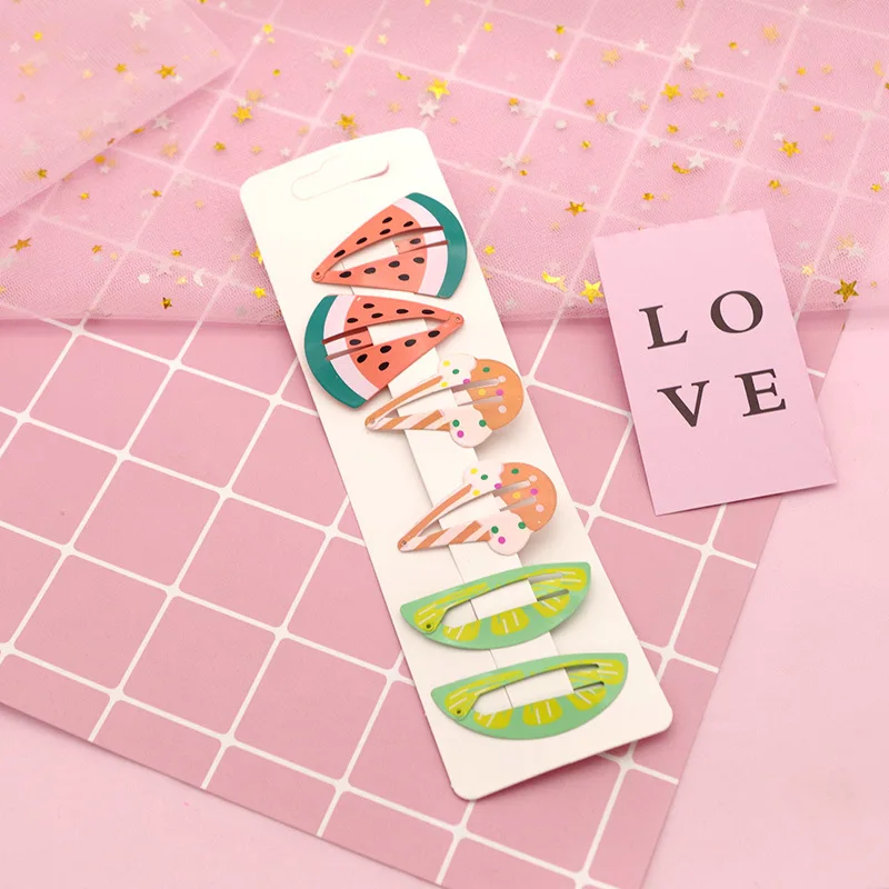 6 шт./компл. Детские аксессуары для волос головной убор заколки с фруктами